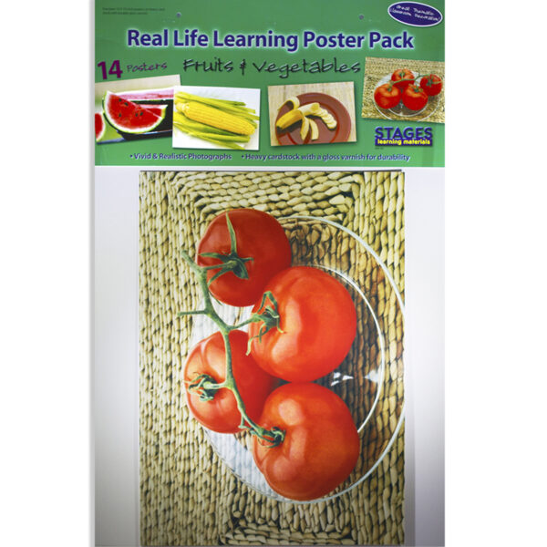 Fruits & Vegetables Real Life Learning Poster Set, Set of 14