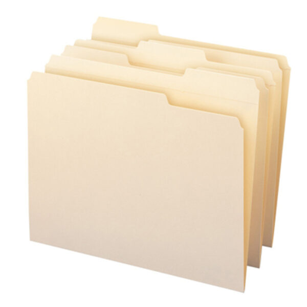 File Folders, Reinforced 1-3-Cut Tab, Letter Size, Manila, Box of 100