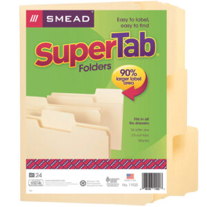 SuperTab File Folder, Oversized 1-3-Cut Tab, Letter Size, Manila, 24 Per Pack, 2 Packs