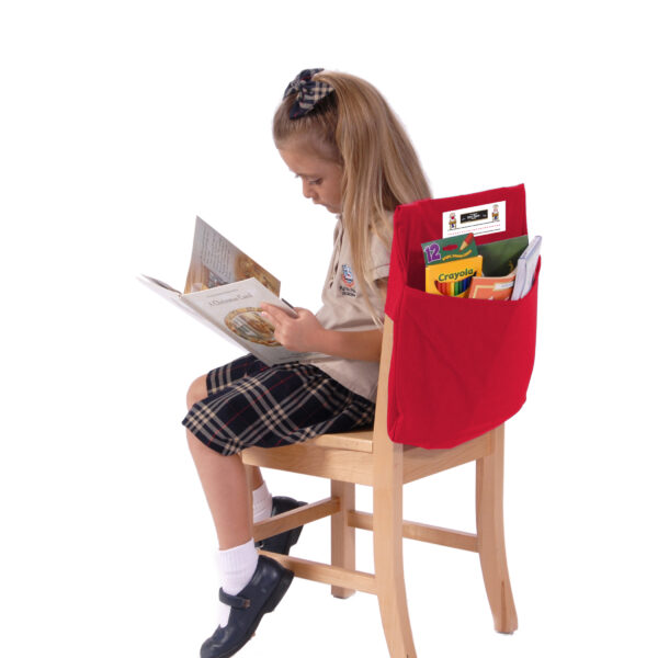 Small Chair Pocket Classroom Storage Organizer - 12 inch, Red