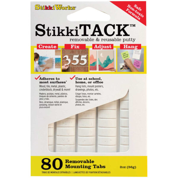 StikkiTack, White, 2 oz.-80 Tabs Per Pack, 12 Packs