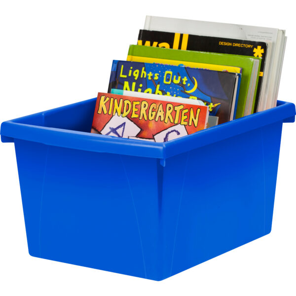 4 Gallon Classroom Storage Bin, Blue, Pack of 3