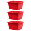 4 Gallon Classroom Storage Bin, Red, Pack of 3