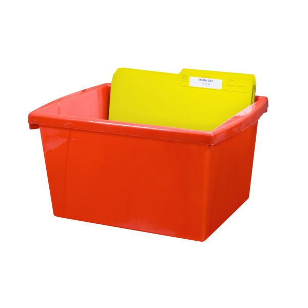 4 Gallon Classroom Storage Bin, Red, Pack of 3