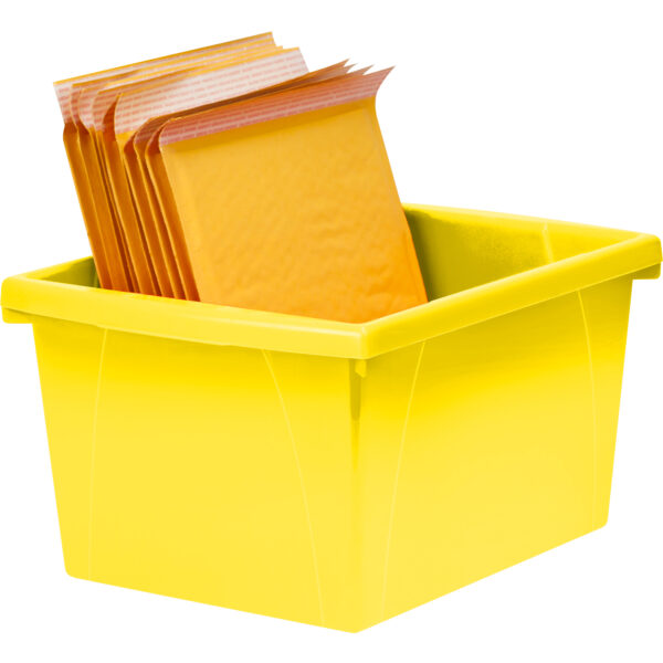 4 Gallon Classroom Storage Bin, Yellow, Pack of 3