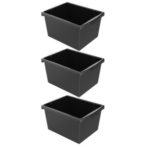 4 Gallon Classroom Storage Bin, Black, Pack of 3