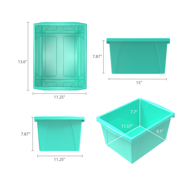 4 Gallon Classroom Storage Bin, Teal, Pack of 3