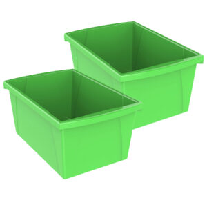 Medium Classroom Storage Bin, Green, Pack of 2