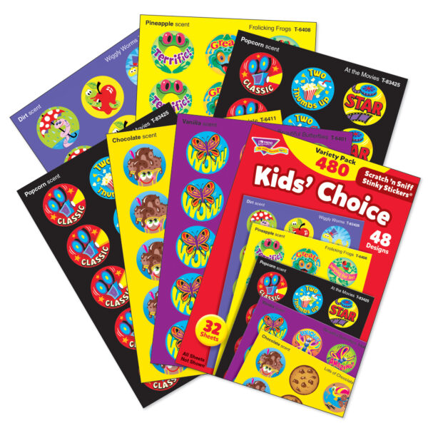 Kids' Choice Stinky Stickers Variety Pack, 480 Per Pack, 2 Packs