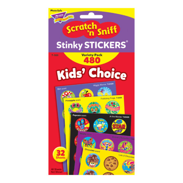 Kids' Choice Stinky Stickers Variety Pack, 480 Per Pack, 2 Packs