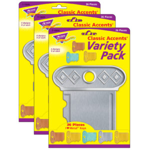 I ♥ Metal Keys Classic Accents Variety Pack, 36 Per Pack, 3 Packs