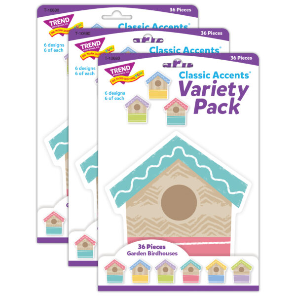 Garden Birdhouses Classic Accents Variety Pack, 36 Per Pack, 3 Packs