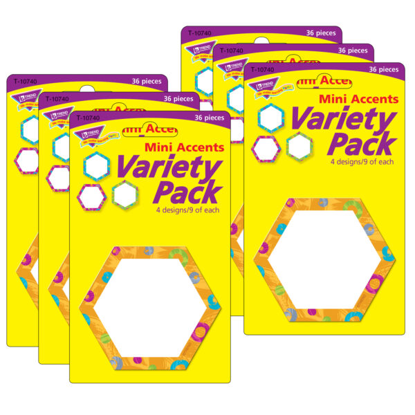 Color Harmony Hexa-swirls Mini Accents Variety Pack, 36 Per Pack, 6 Packs