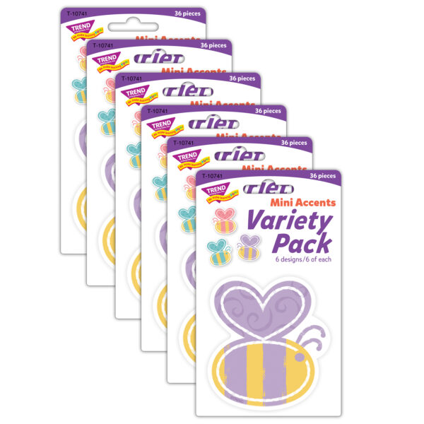 Garden Bees Mini Accents Variety Pack, 36 Per Pack, 6 Packs