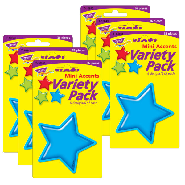 Gumdrop Stars Mini Accents Variety Pack, 36 Per Pack, 6 Packs