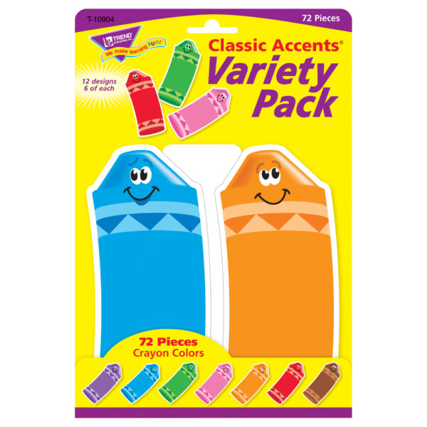 Crayon Colors Classic Accents Variety Pack, 72 Per Pack, 3 Packs