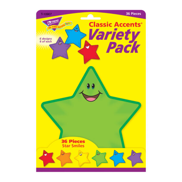 Star Smiles Classic Accents Variety Pack, 36 Per Pack, 3 Packs