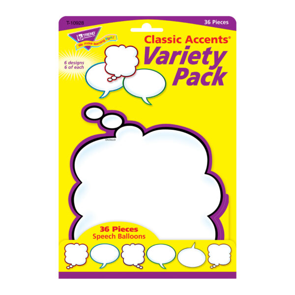 Speech Balloons Classic Accents Variety Pack, 36 Per Pack, 3 Packs