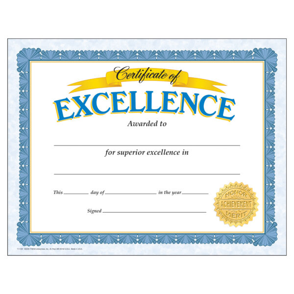 Certificate of Excellence Classic Certificates, 30 Per Pack, 6 Packs