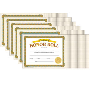 Honor Roll Classic Certificates, 30 Per Pack, 6 Packs