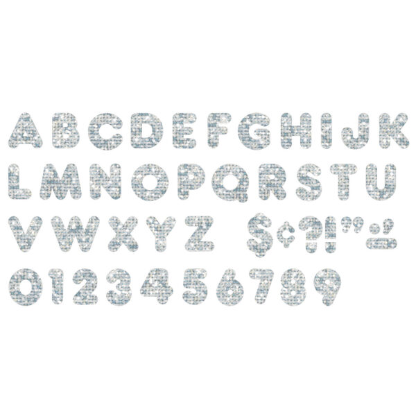 Silver Sparkle 4" Casual Uppercase Ready Letters, 71 Per Pack, 3 Packs