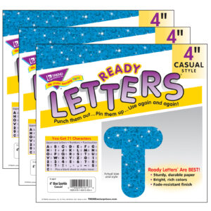 Blue Sparkle 4" Casual Uppercase Ready Letters, 71 Per Pack, 3 Packs