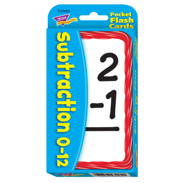 Subtraction 0-12 Pocket Flash Cards, 6 Packs