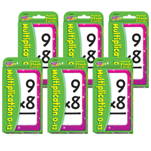 Multiplication 0-12 Pocket Flash Cards, 6 Packs