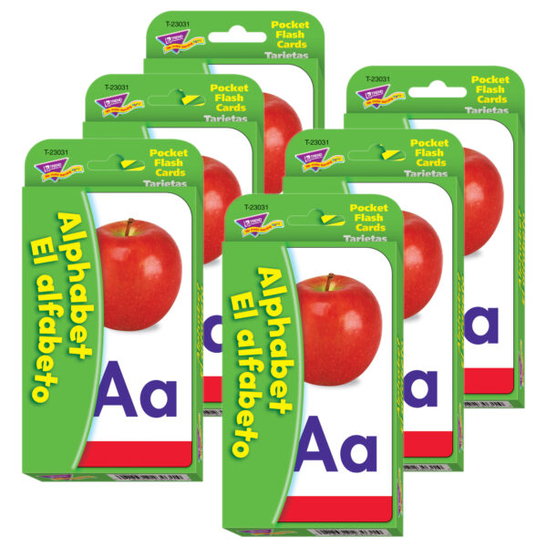 Alphabet-El Alfabeto (EN-SP) Pocket Flash Cards, 6 Packs