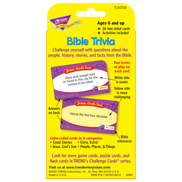 Bible Trivia Challenge Cards, Pack of 6