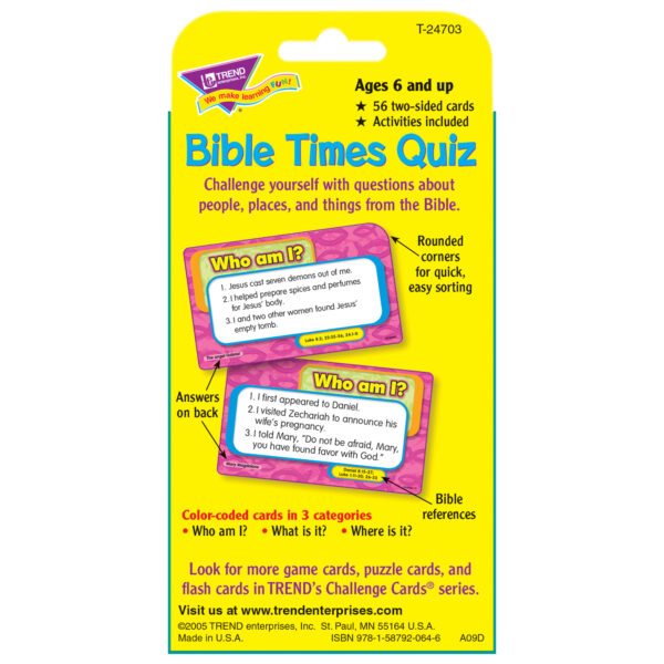 Bible Times Quiz Challenge Cards, 6 Sets