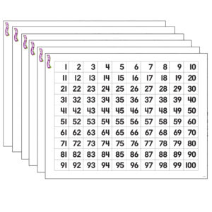 Numbers 1-100 Wipe-Off Chart, 17" x 22", Pack of 6