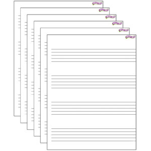 Music Staff Paper Wipe-Off Chart, 17" x 22", Pack of 6