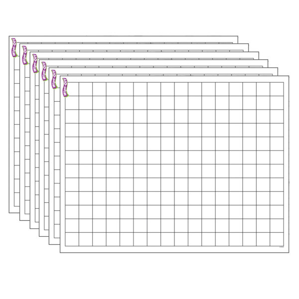 Graphing Grid (Small Squares) Wipe-Off Chart, 17" x 22", Pack of 6