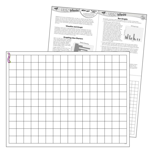 Graphing Grid (Small Squares) Wipe-Off Chart, 17" x 22", Pack of 6