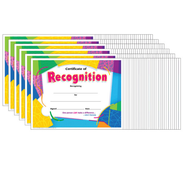 Certificate of Recognition Colorful Classics Certificates, 30 Per Pack, 6 Packs