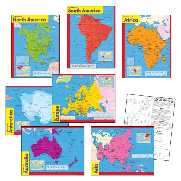 Continents Learning Charts Combo Pack, Set of 7