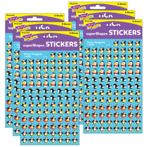 Perky Penguins superShapes Stickers, 800 Per Pack, 6 Packs