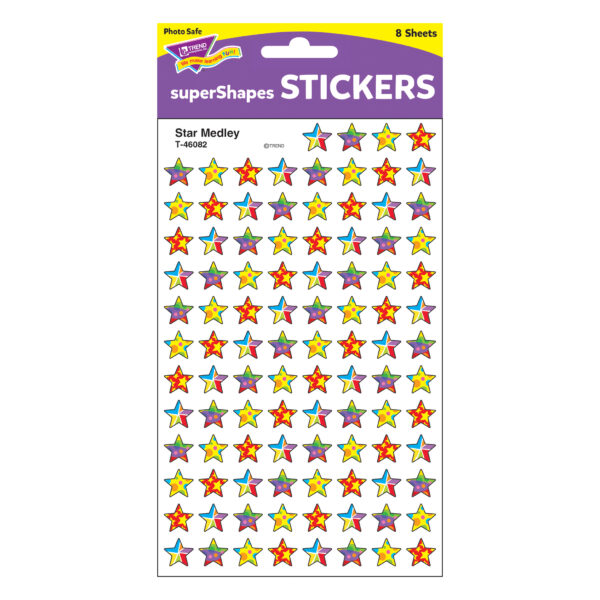 Star Medley superShapes Stickers, 800 Per Pack, 6 Packs