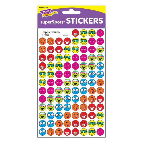 Happy Smiles superSpots Stickers, 800 Per Pack, 6 Packs