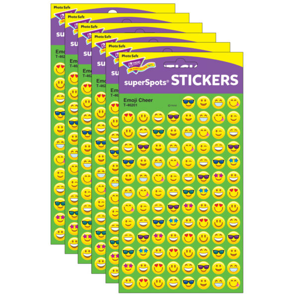 Emotion Icon Cheer superSpots Stickers, 800 Per Pack, 6 Packs