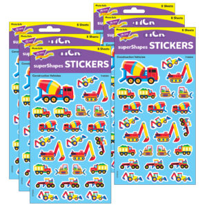 Construction Vehicles superShapes Stickers-Large, 200 Per Pack, 6 Packs