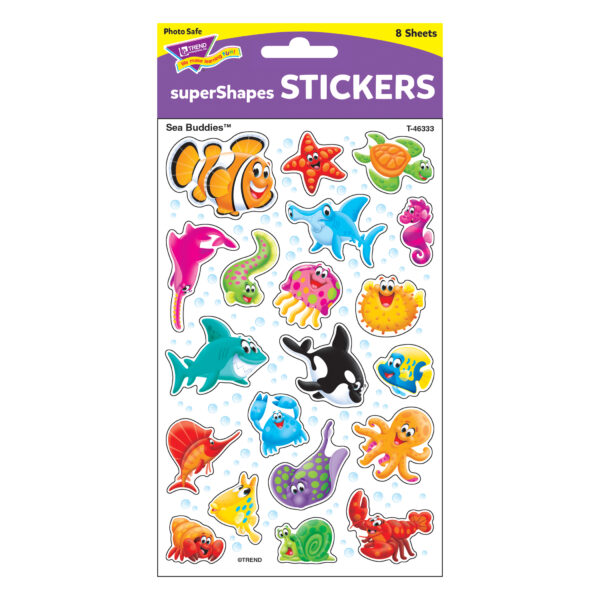 Sea Buddies superShapes Stickers-Large, 160 Per Pack, 6 Packs