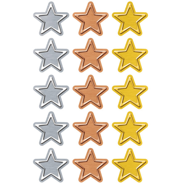 I ♥ Metal Stars superShapes Stickers - Large, 120 Per Pack, 6 Packs