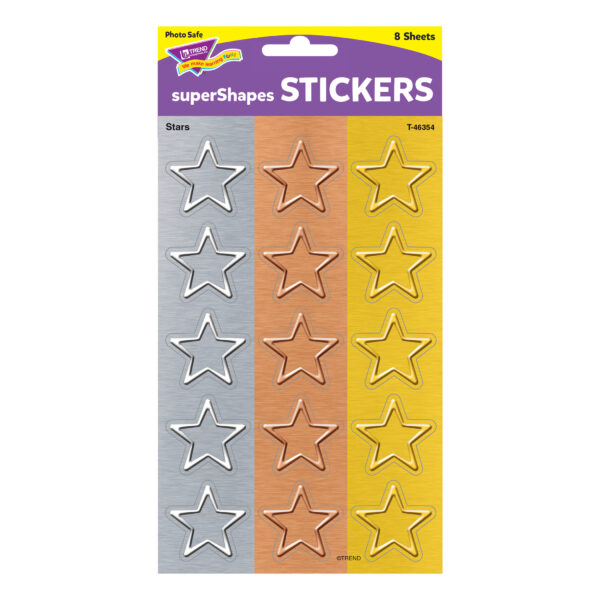 I ♥ Metal Stars superShapes Stickers - Large, 120 Per Pack, 6 Packs