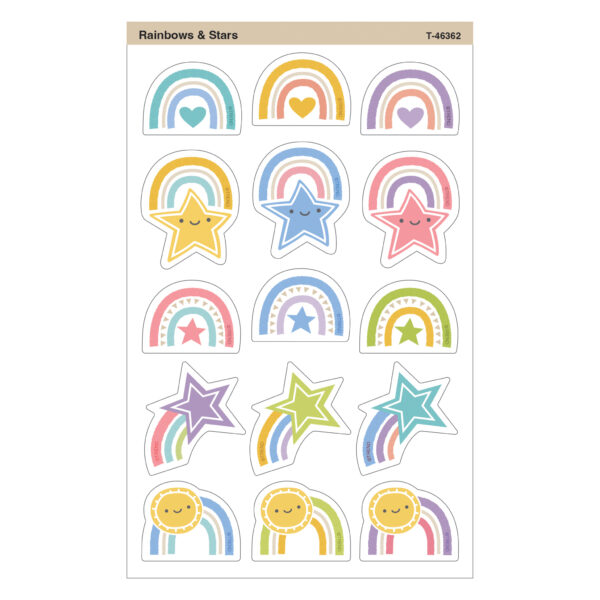 Rainbows & Stars Large superShapes Stickers, 120 Per Pack, 6 Packs