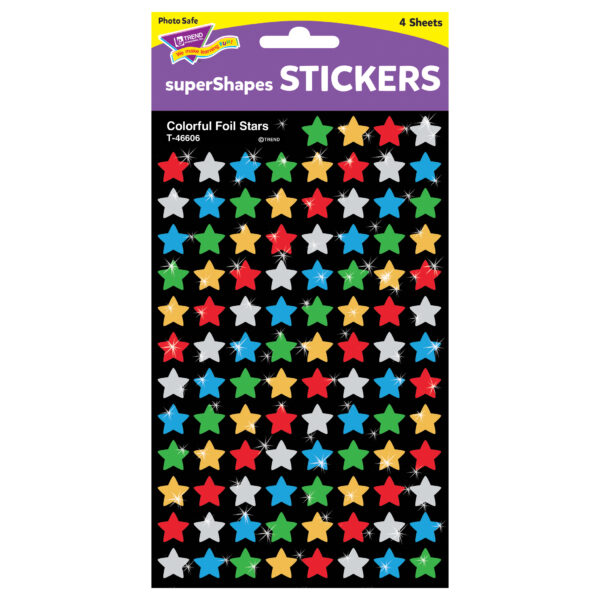 Colorful Foil Stars superShapes Stickers, 400 Per Pack, 6 Packs