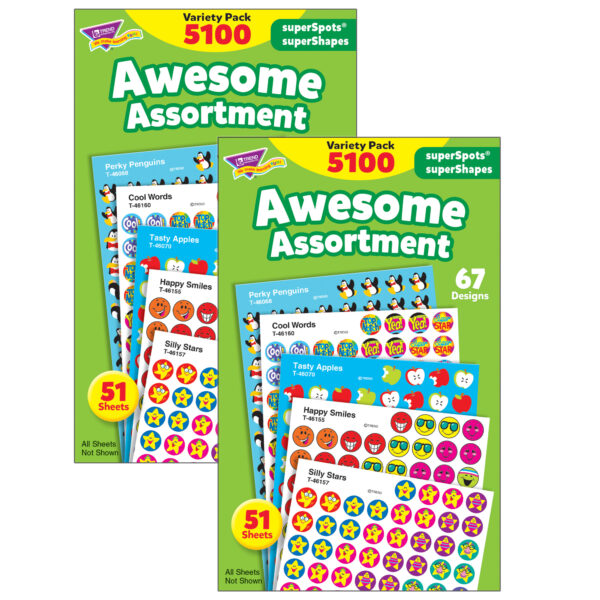 Awesome Assortment superSpots-superShapes Variety Pack, 5100 Per Pack, 2 Packs