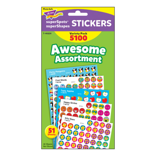 Awesome Assortment superSpots-superShapes Variety Pack, 5100 Per Pack, 2 Packs