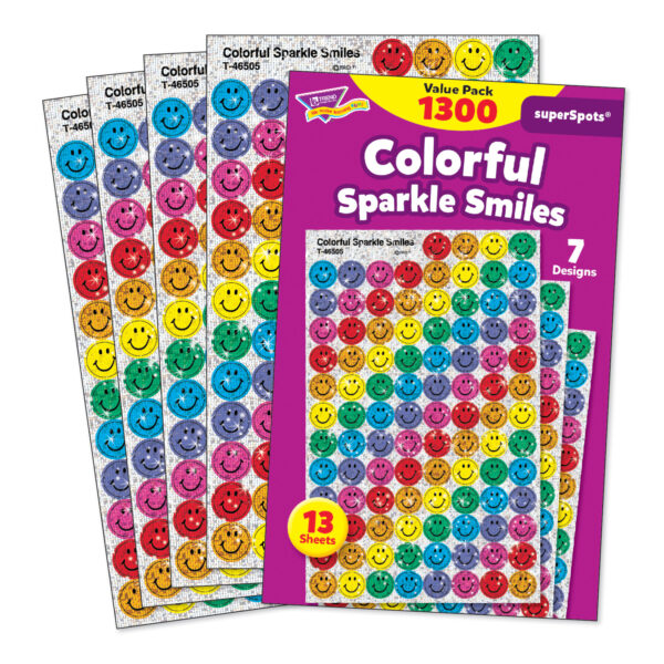 Colorful Sparkle Smiles superSpots Value Pack, 1300 Per Pack, 3 Packs